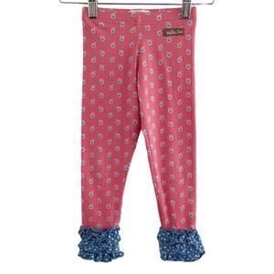 Matilda Jane Cortland Leggings Girls 4 Red Apple Ruffle Polka Dot Fall